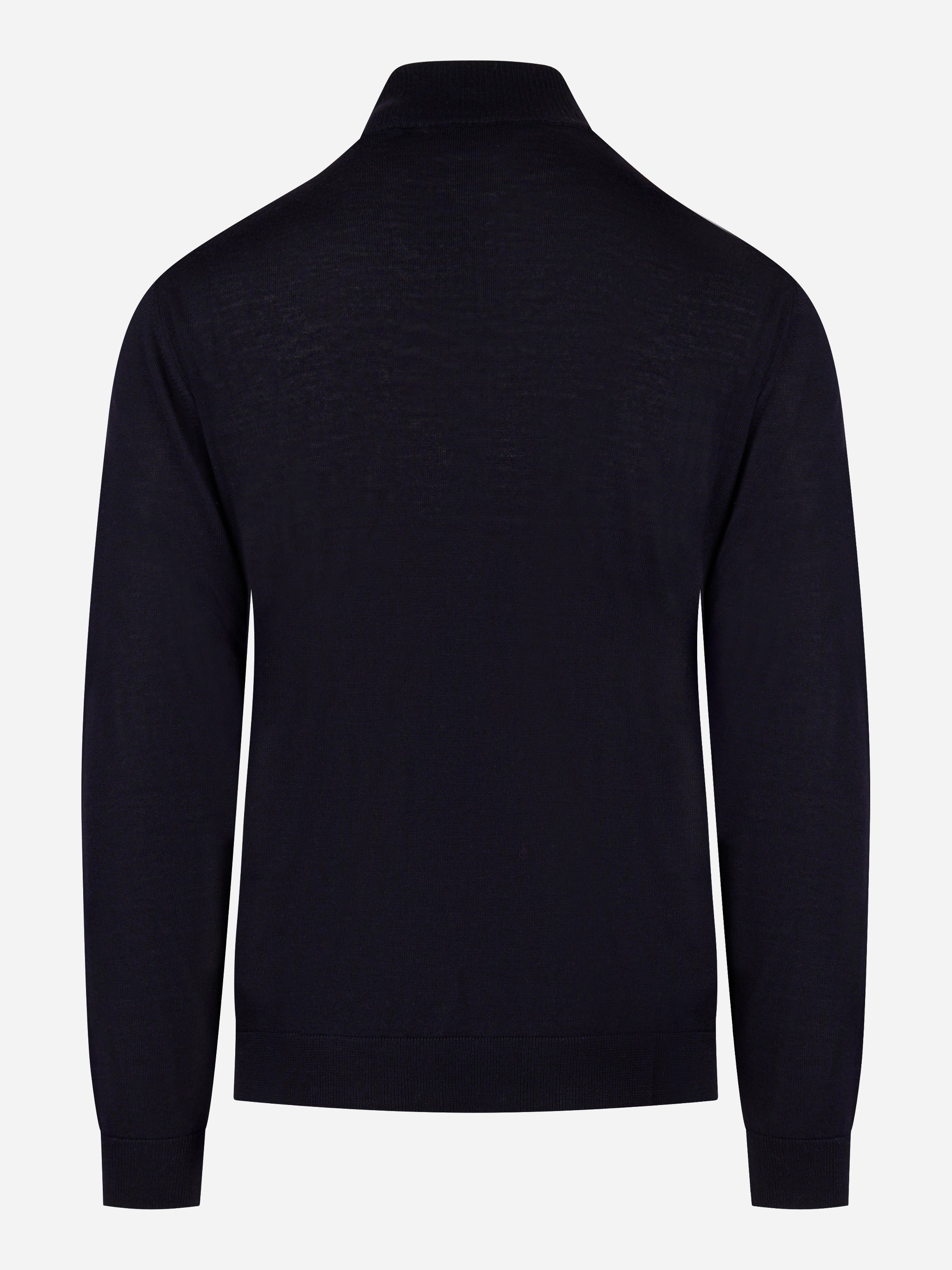 Maglia mezza zip in lana merinos finezza 16 blu