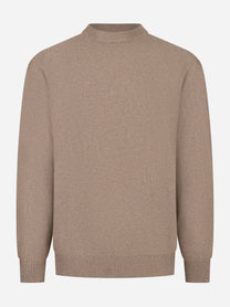 Maglia beige girocollo in lana cashmere