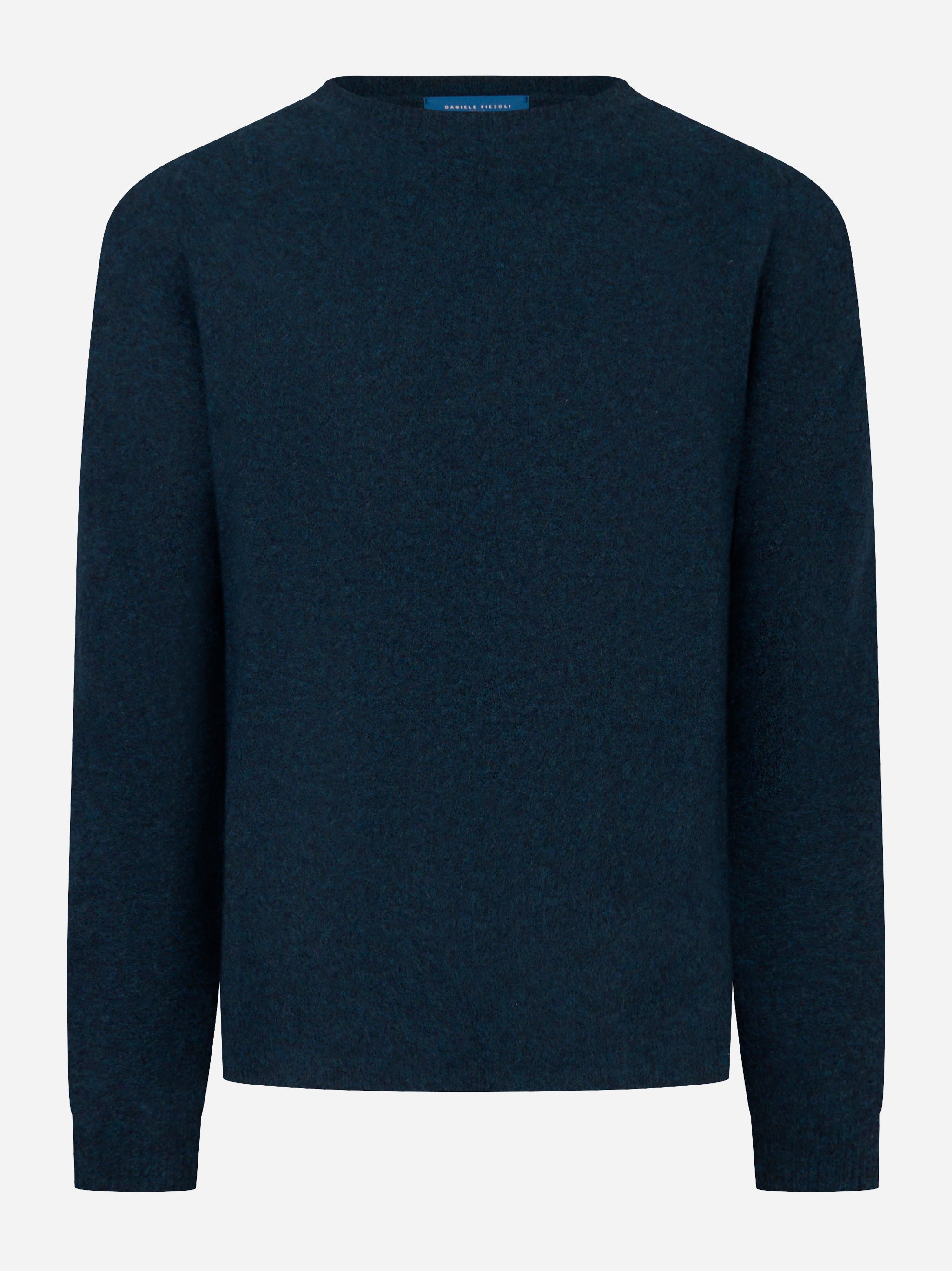 Maglia blu girocollo in Lana Nylon e elastan
