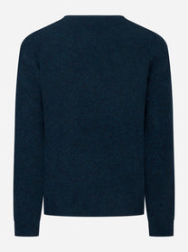 Maglia blu girocollo in Lana Nylon e elastan