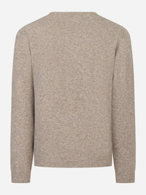 Maglia beige girocollo in Lana Nylon e elastan