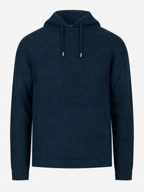 Maglia blu con cappuccio in Lana Nylon e elastan