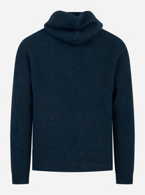 Maglia blu con cappuccio in Lana Nylon e elastan