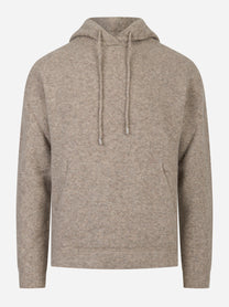 Maglia beige con cappuccio in Lana Nylon e elastan