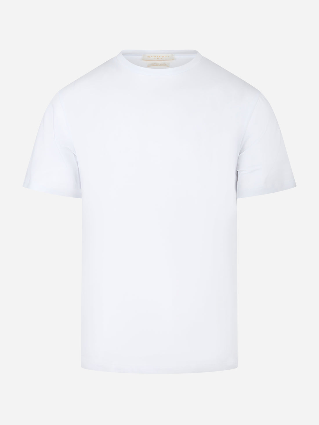 T-shirt bianca manica corta in cotone stretch