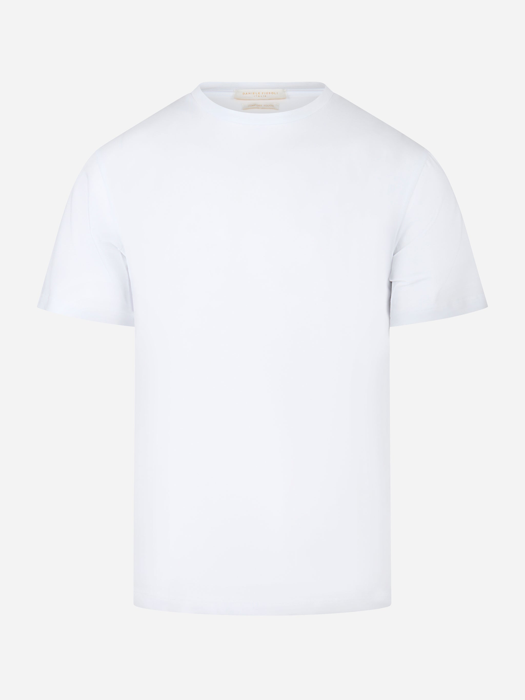 T-shirt bianca manica corta in cotone stretch