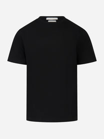 T-shirt nera manica corta in cotone stretch