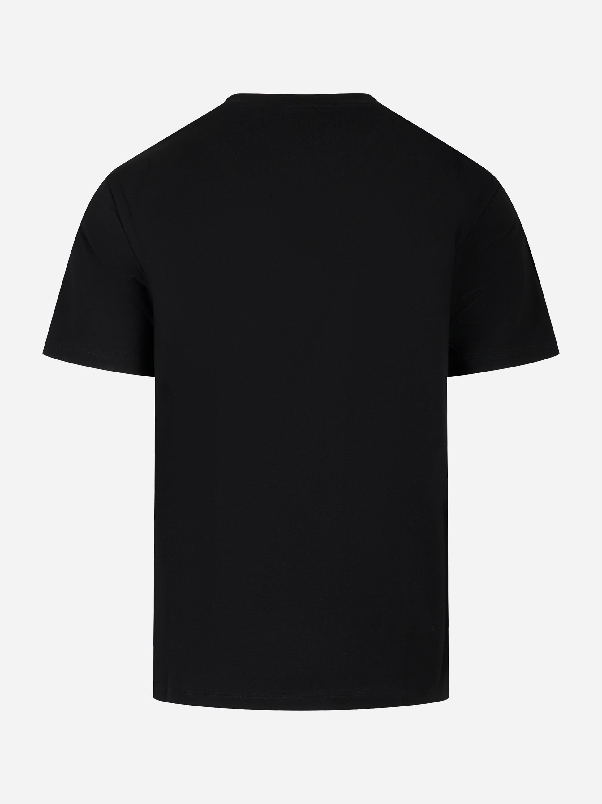 T-shirt nera manica corta in cotone stretch