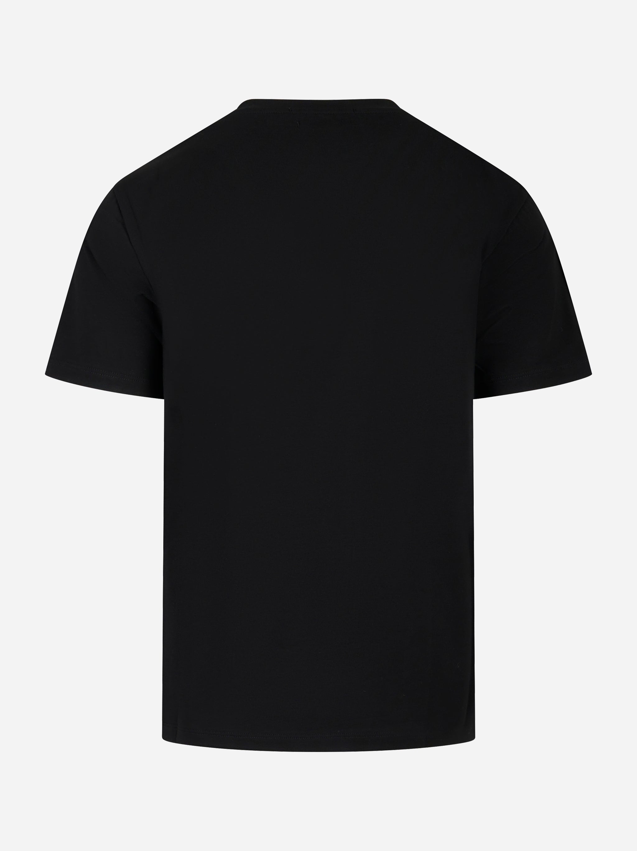 T-shirt nera manica corta in cotone stretch