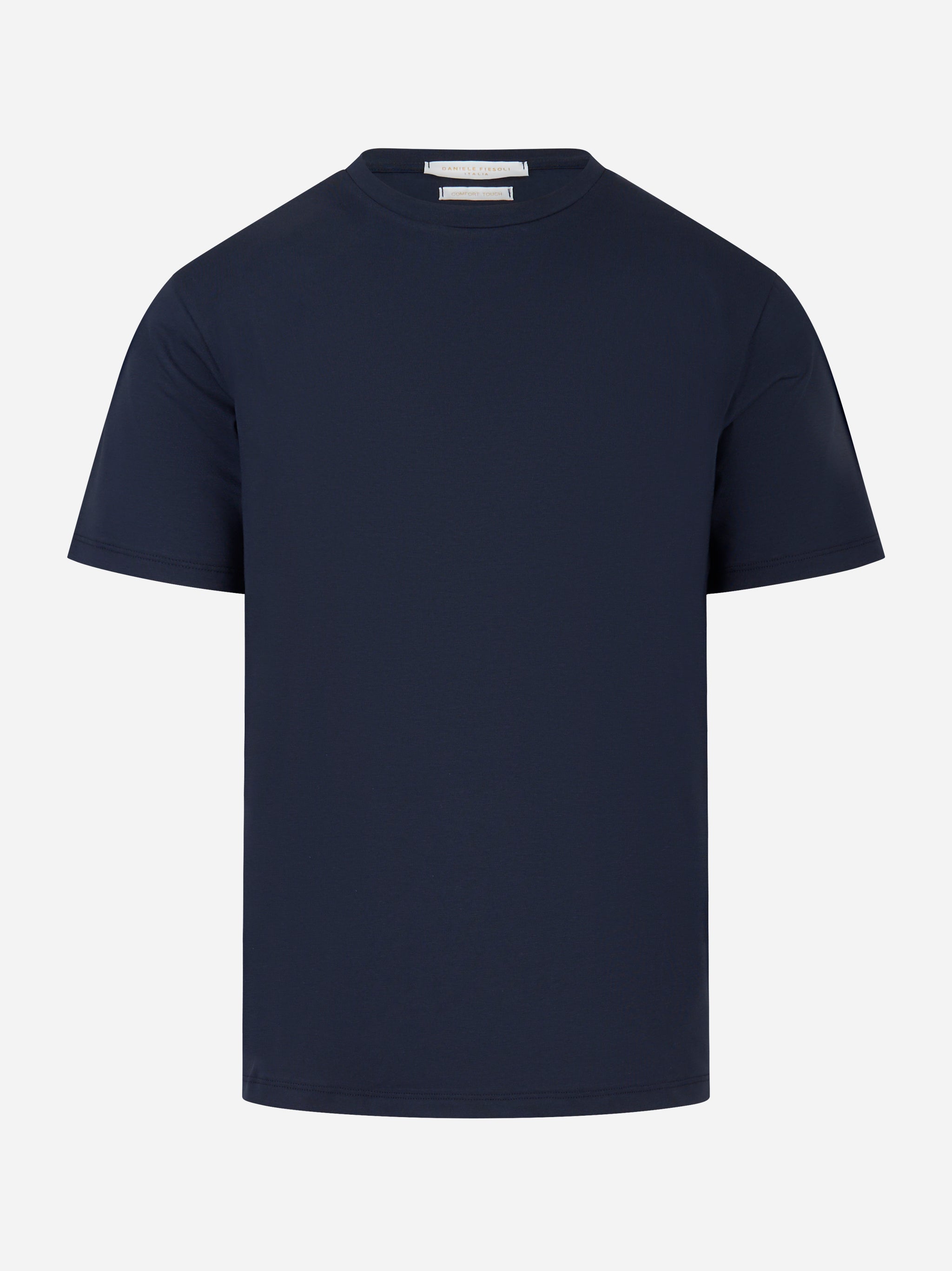 T-shirt blu manica corta in cotone stretch