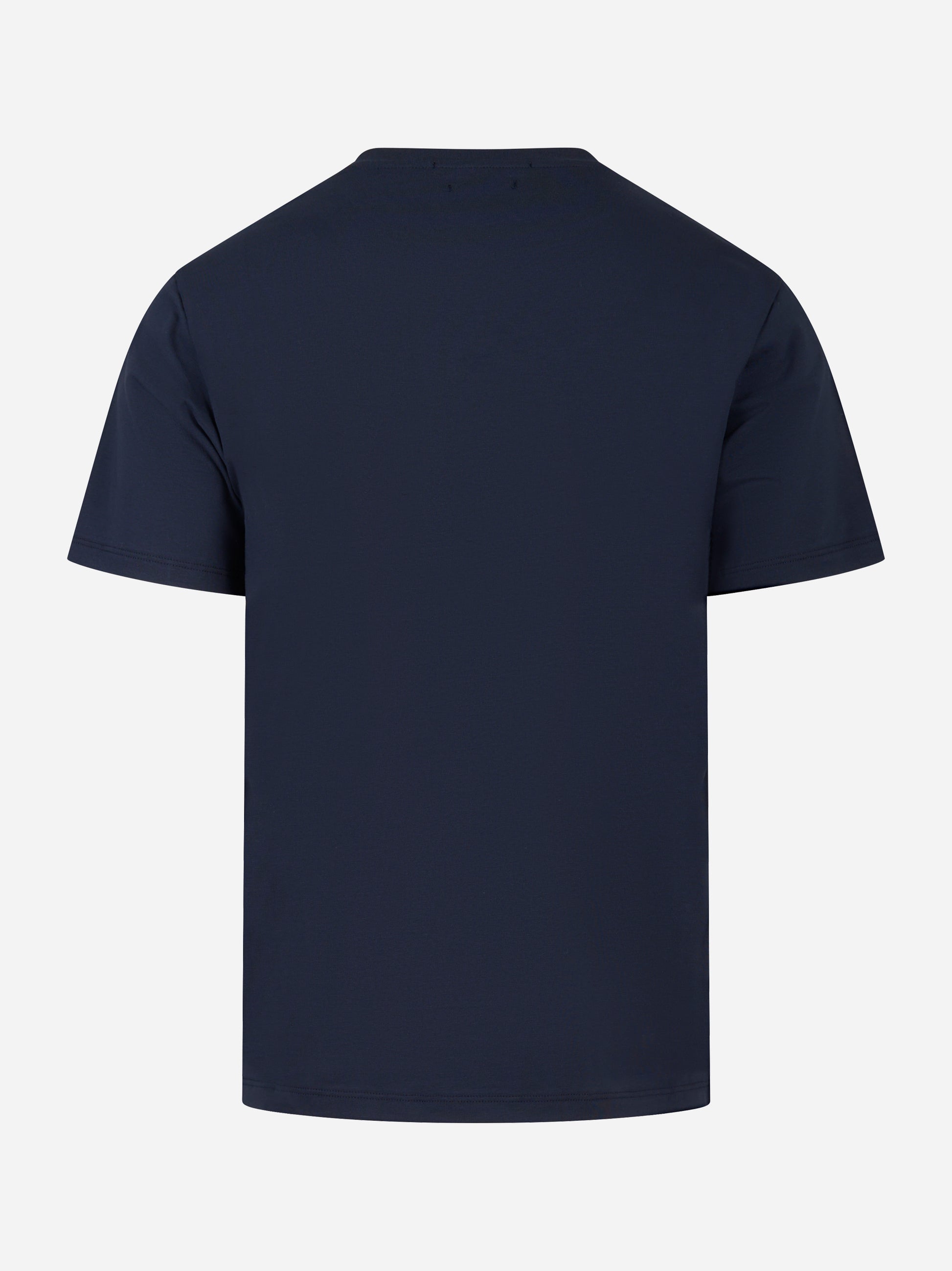 T-shirt blu manica corta in cotone stretch