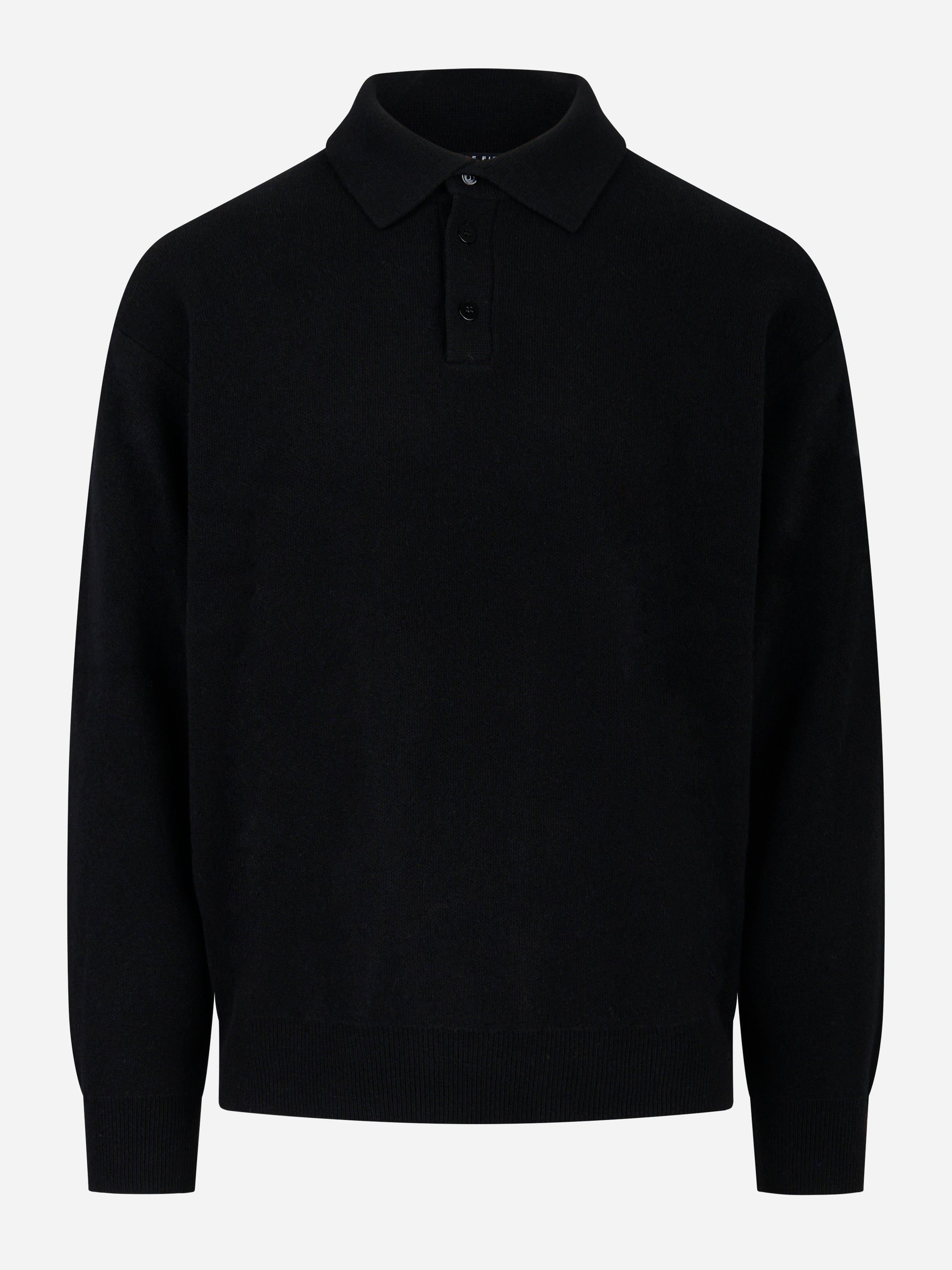 Polo nera manica lunga in lana Cashmere