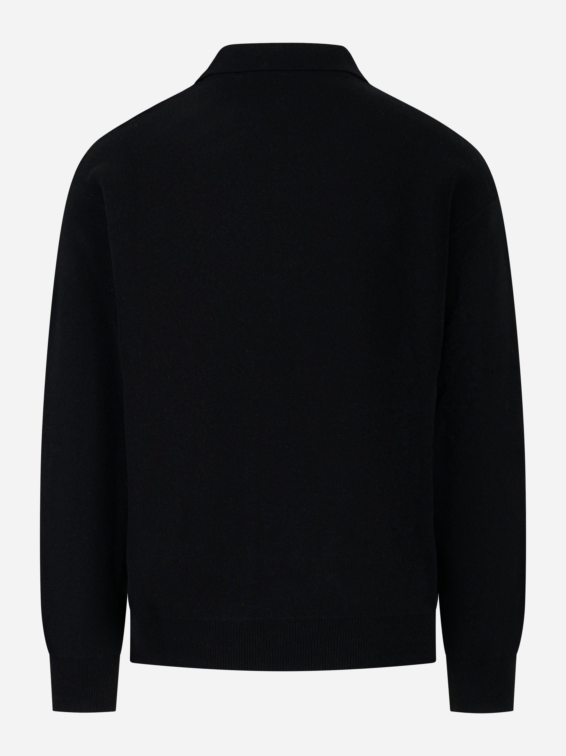 Polo nera manica lunga in lana Cashmere