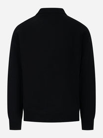 Polo nera manica lunga in lana Cashmere
