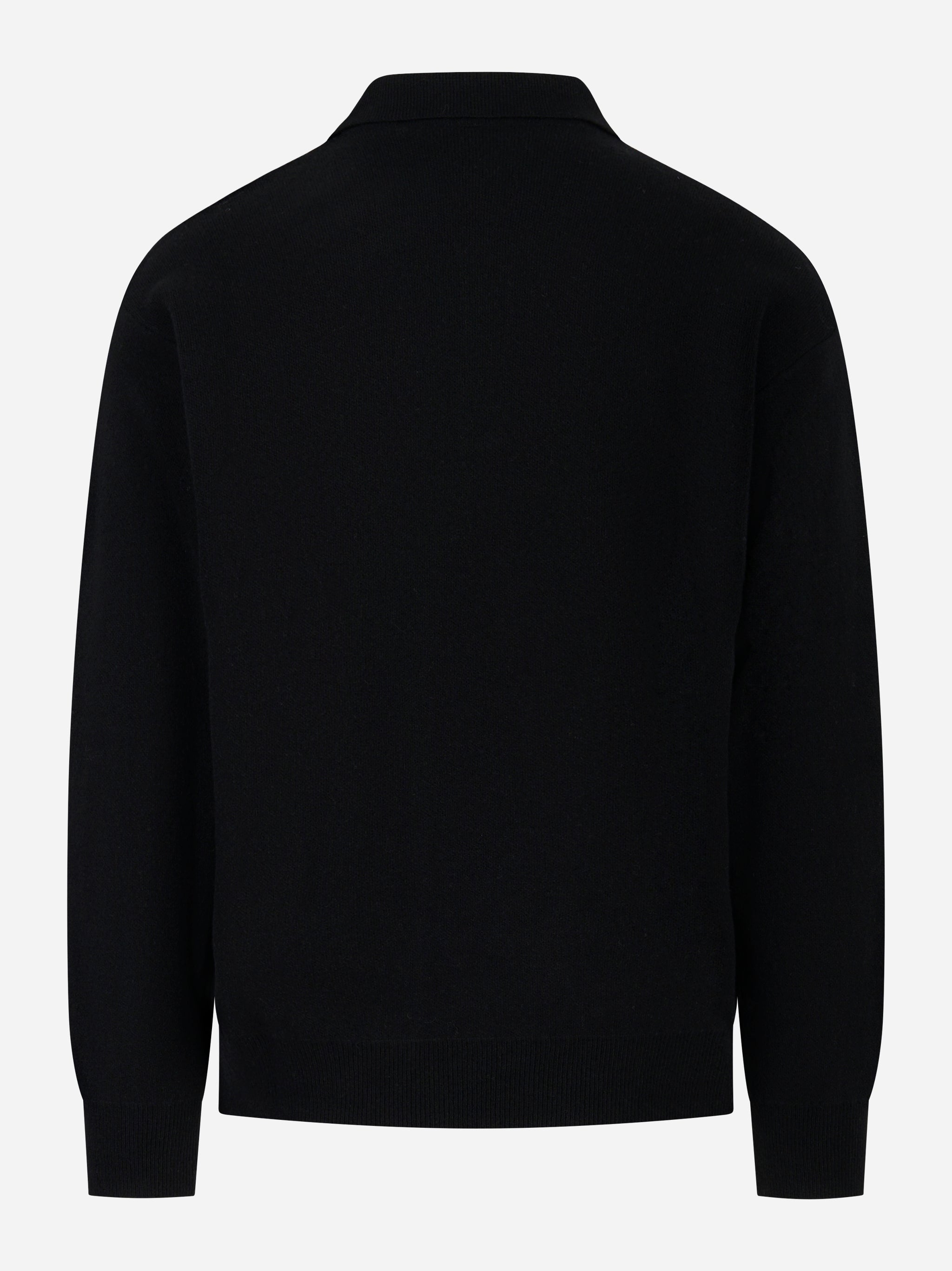 Polo nera manica lunga in lana Cashmere