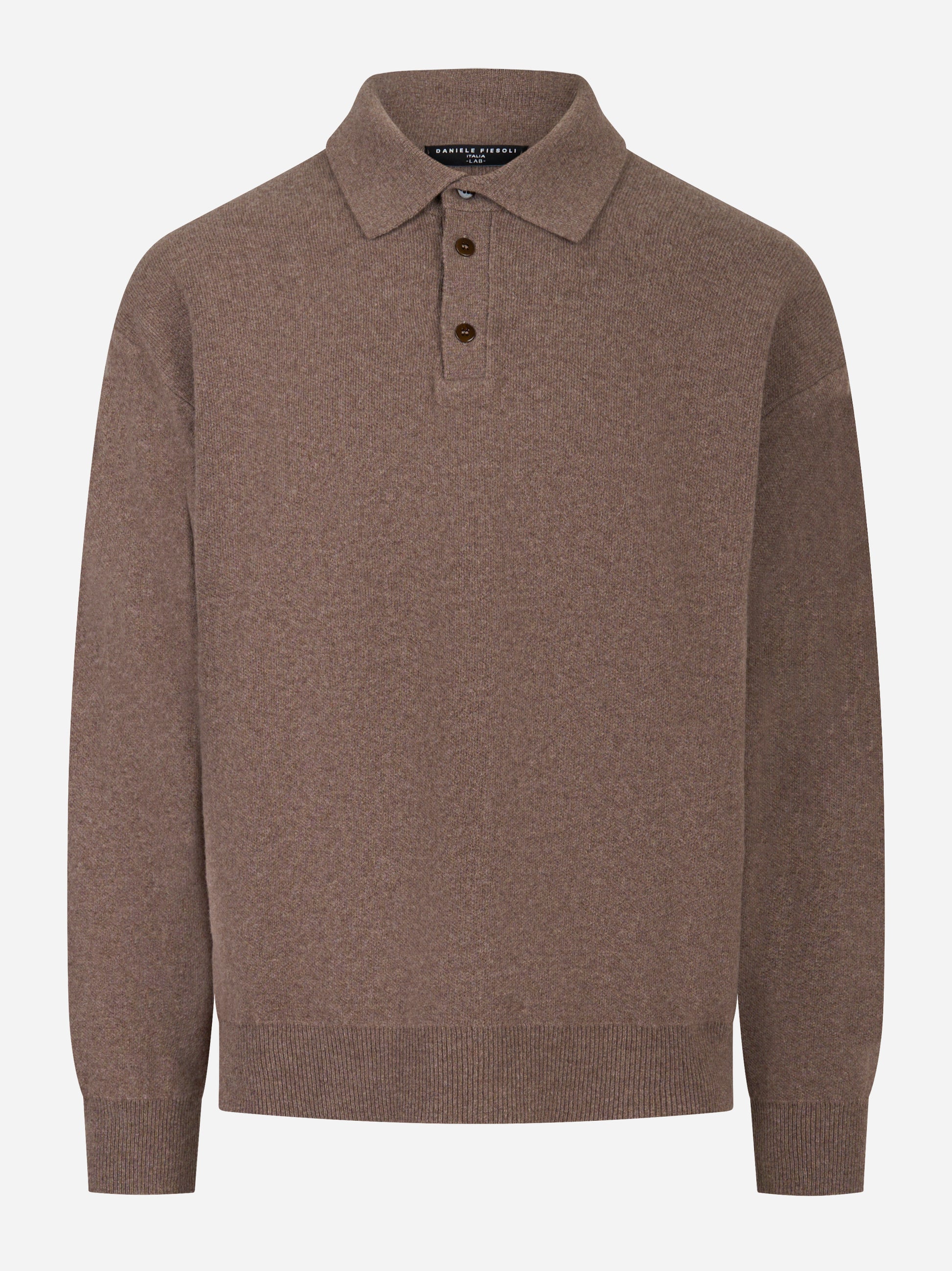 Polo beige manica lunga in lana Cashmere