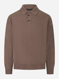 Polo beige manica lunga in lana Cashmere