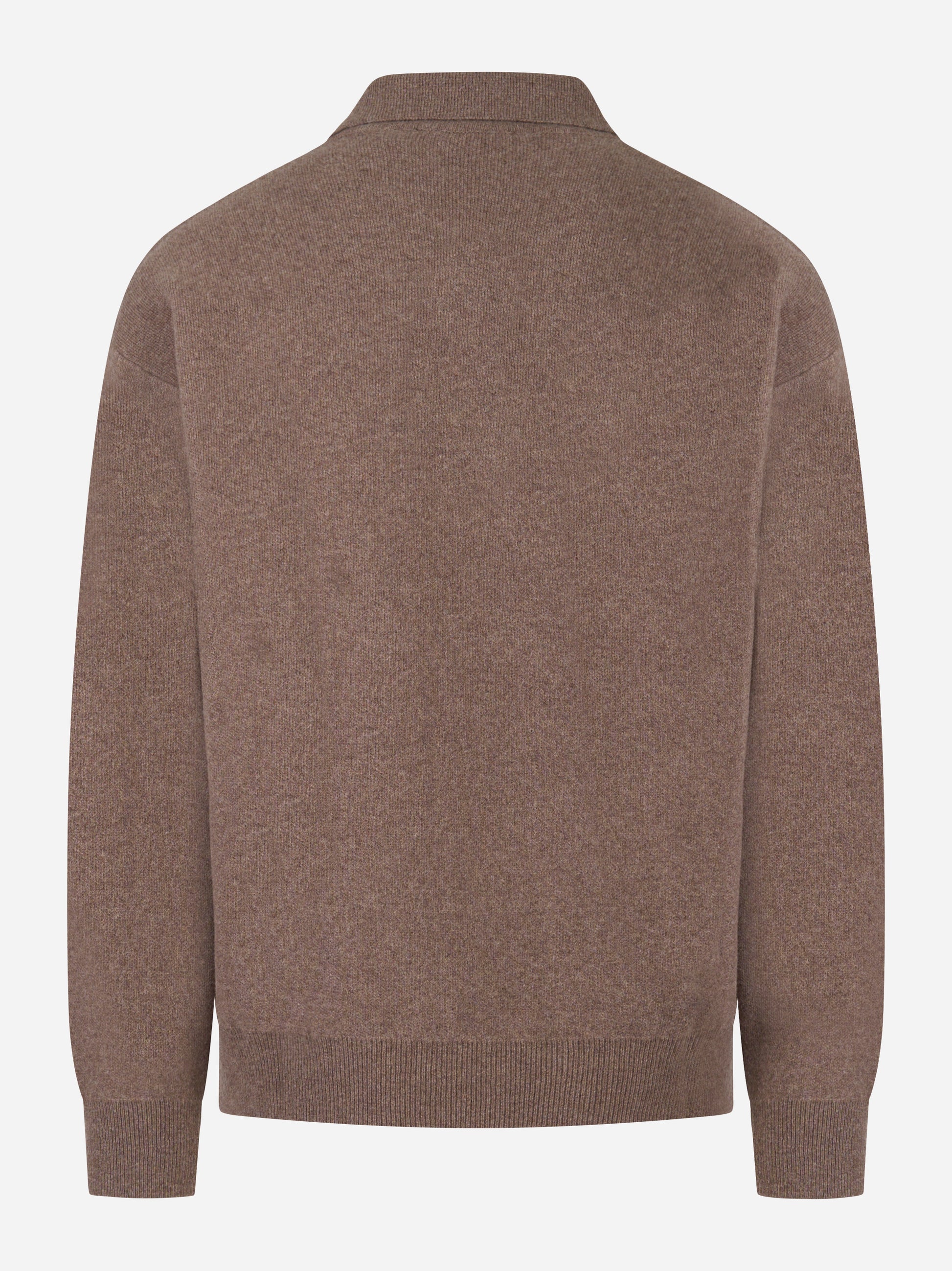 Polo beige manica lunga in lana Cashmere