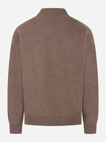 Polo beige manica lunga in lana Cashmere