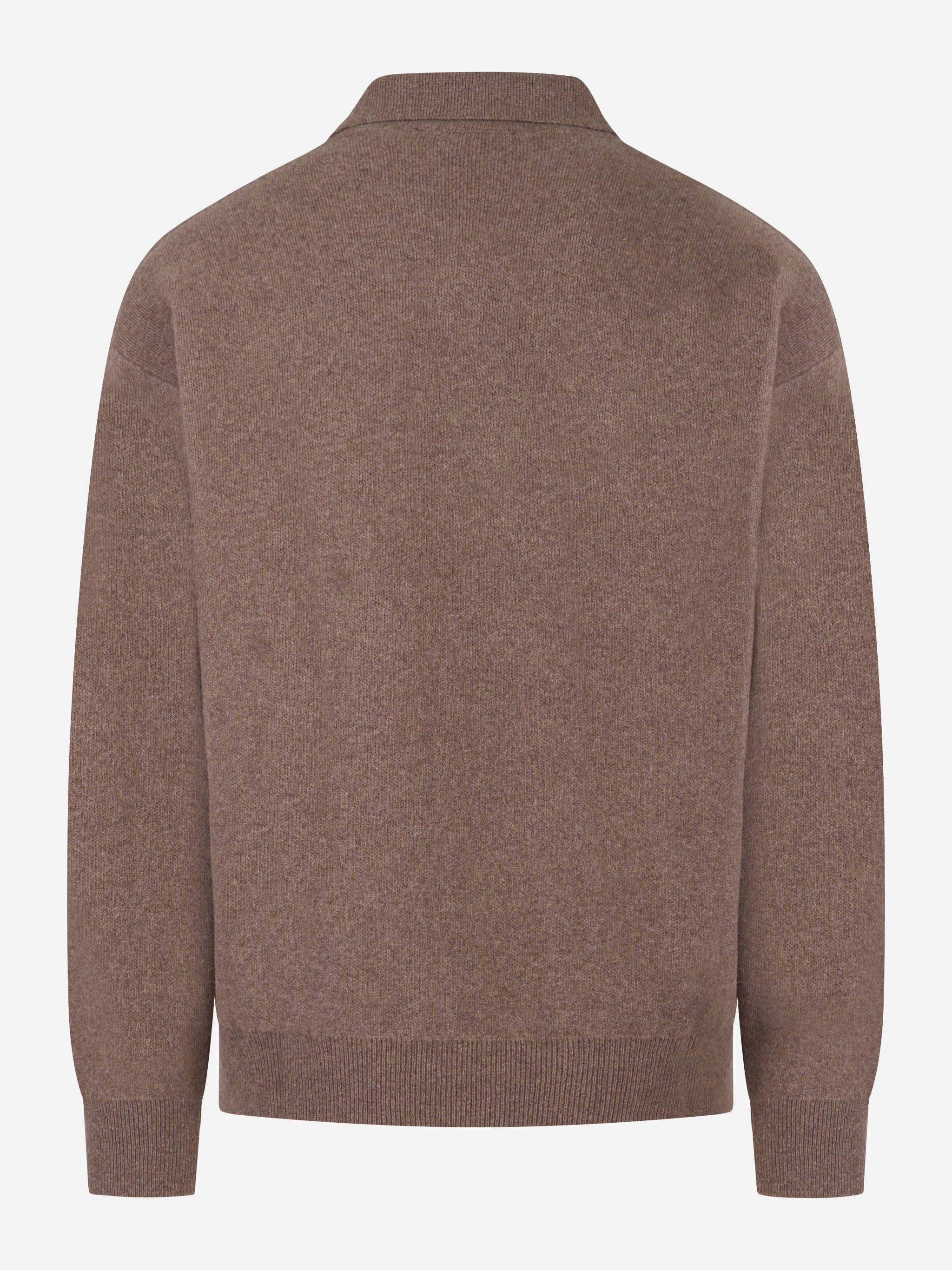 Polo beige manica lunga in lana Cashmere