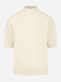 Maglia bianca manica corta in lana Cashmere