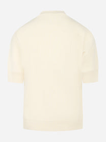 Maglia bianca manica corta in lana Cashmere