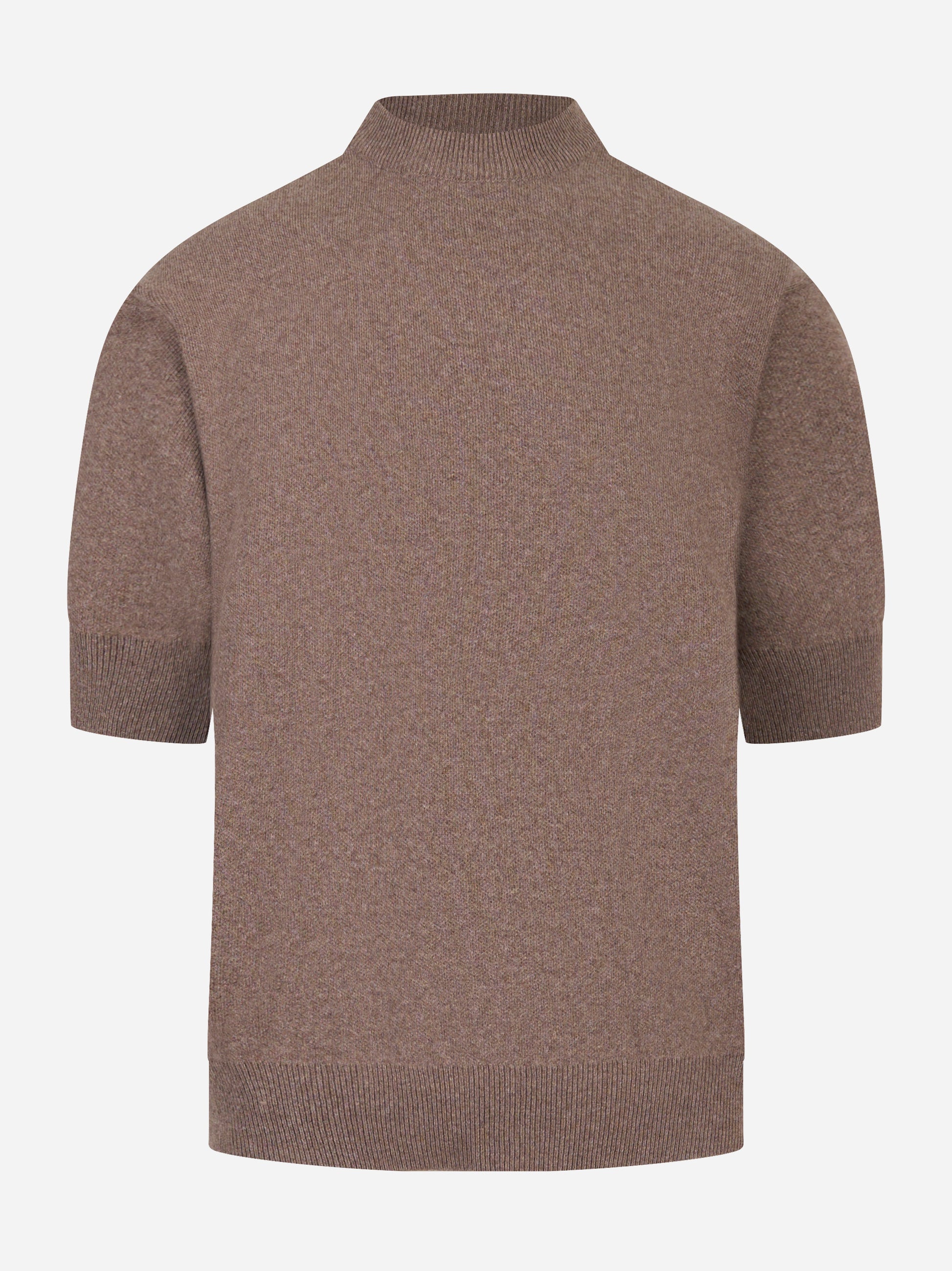 Maglia marrone manica corta in lana Cashmere