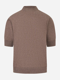 Maglia marrone manica corta in lana Cashmere