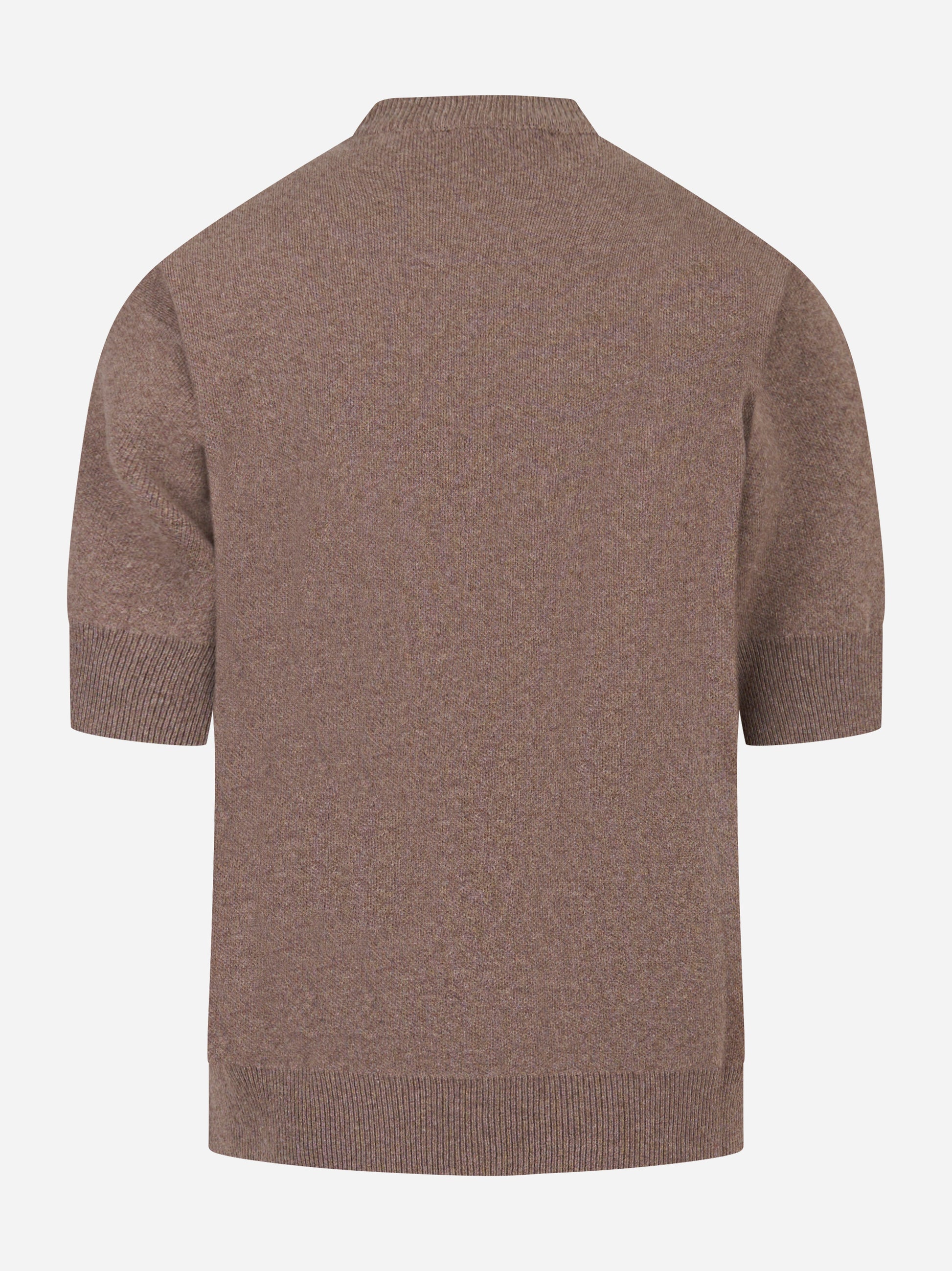 Maglia marrone manica corta in lana Cashmere