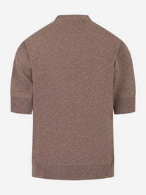 Maglia marrone manica corta in lana Cashmere