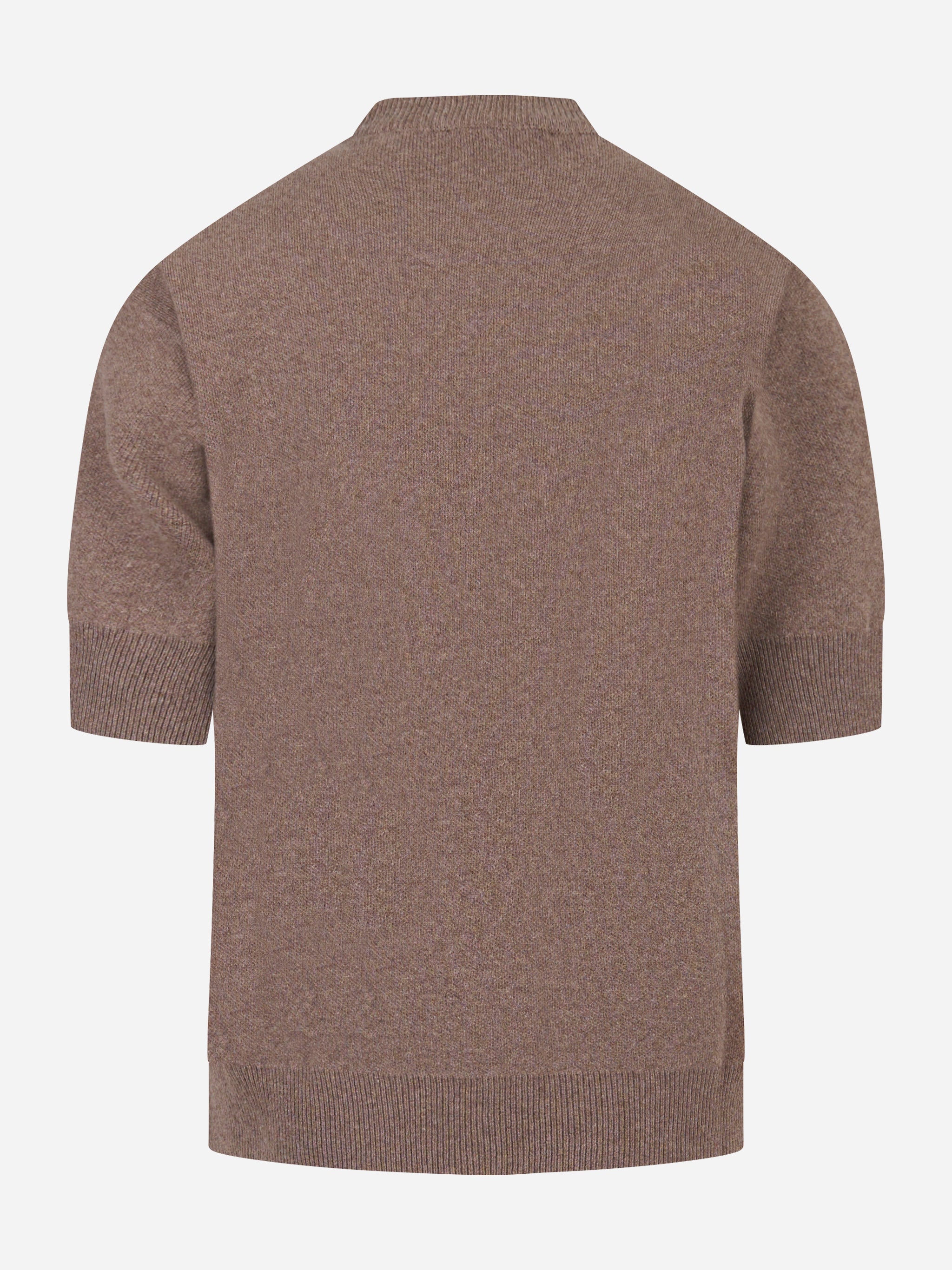 Maglia marrone manica corta in lana Cashmere