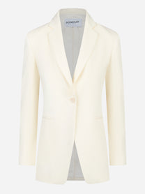 Blazer monopetto bianco in tela di lana