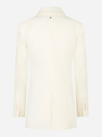 Blazer monopetto bianco in tela di lana
