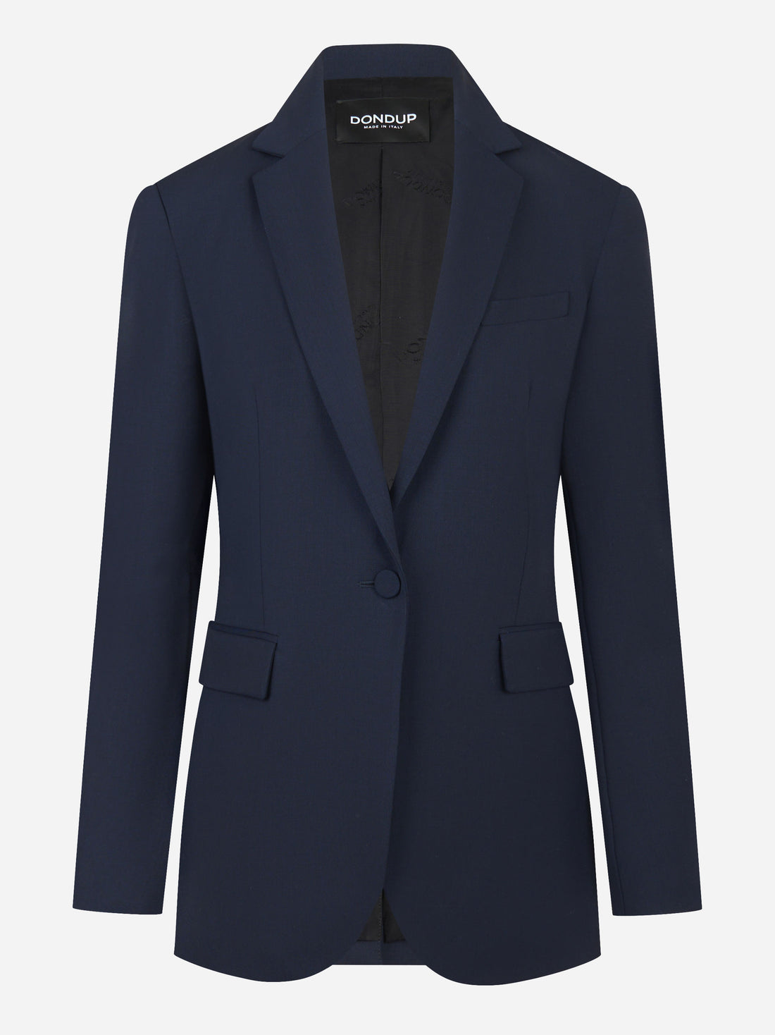 Blazer monopetto blu regular in gabardina di lana