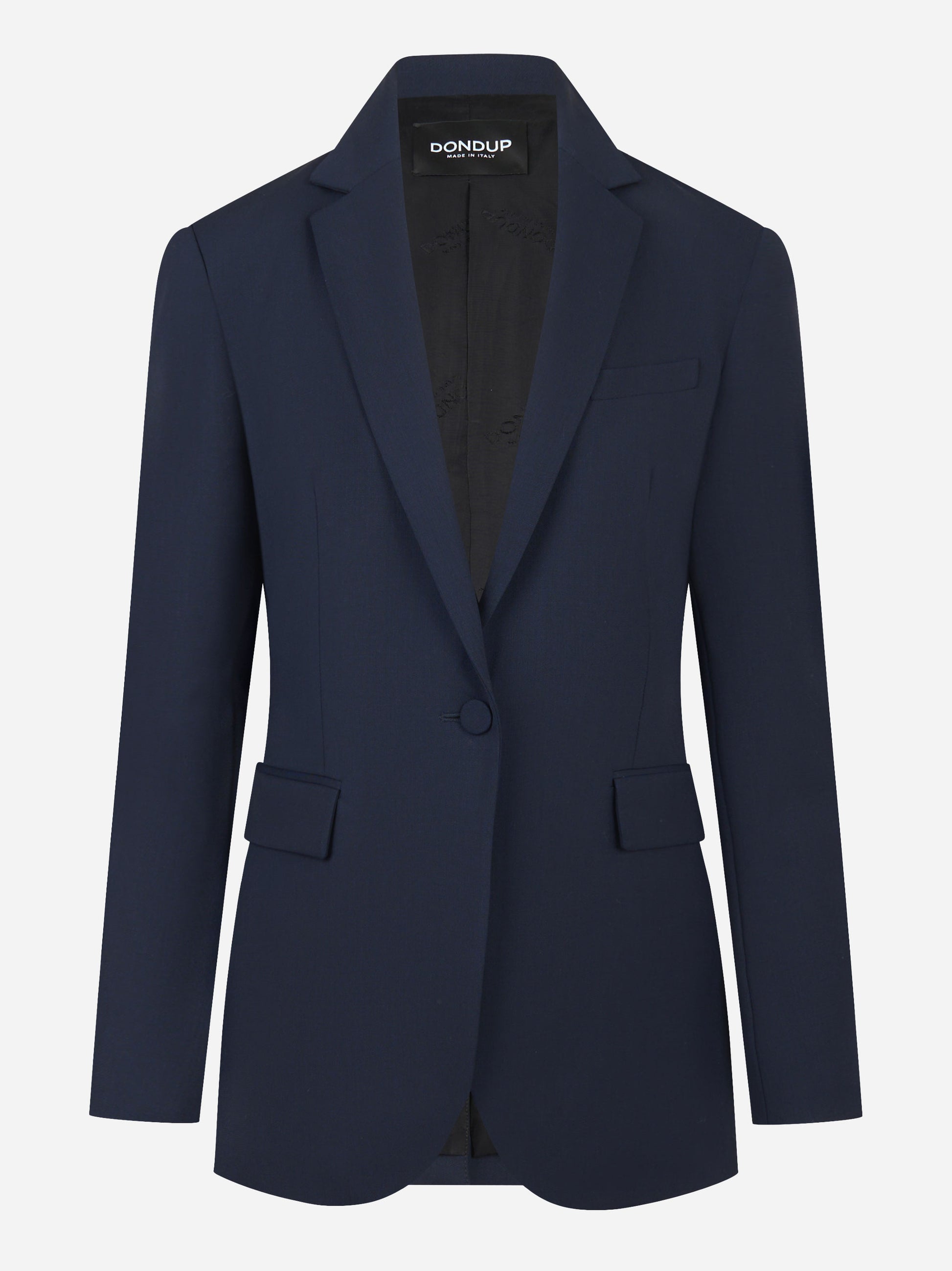 Blazer monopetto blu regular in gabardina di lana