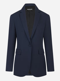Blazer monopetto blu regular in gabardina di lana