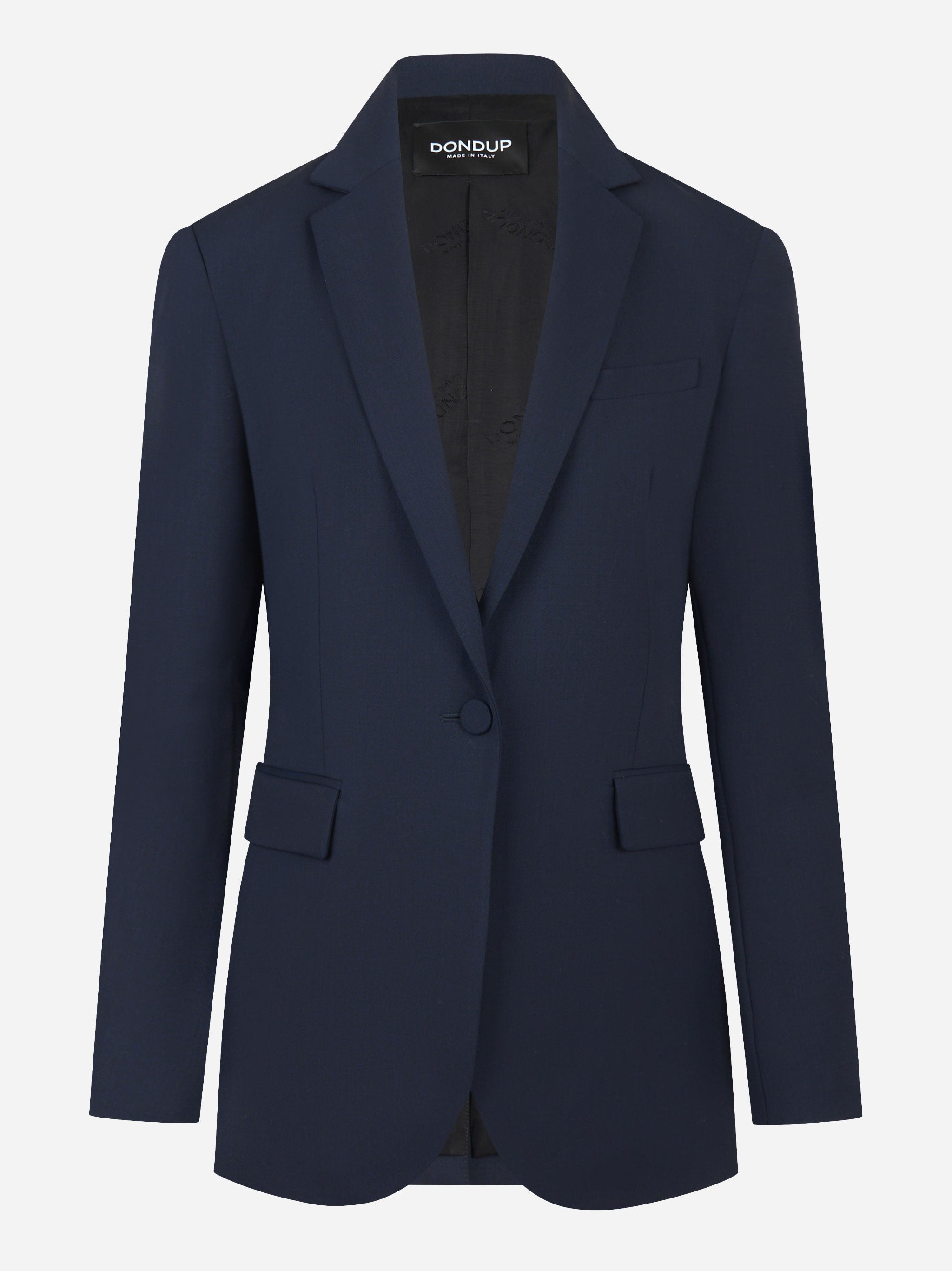 Blazer monopetto blu regular in gabardina di lana