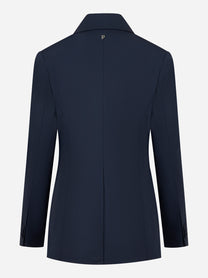 Blazer monopetto blu regular in gabardina di lana