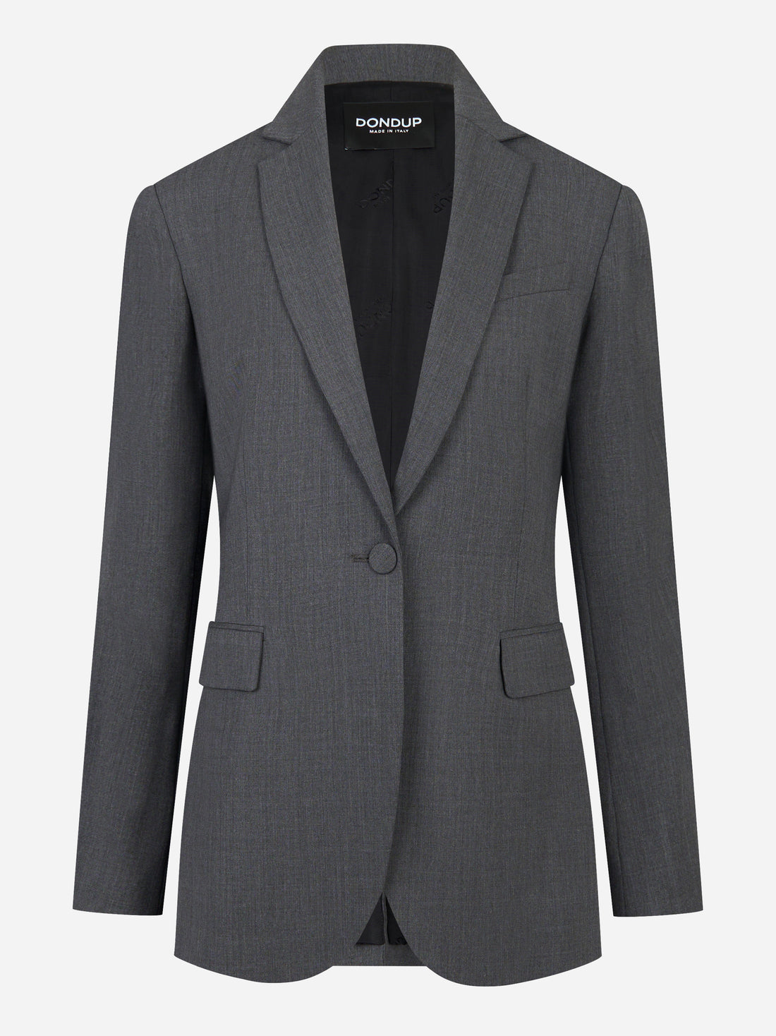 Blazer monopetto grigio regular in gabardina di lana