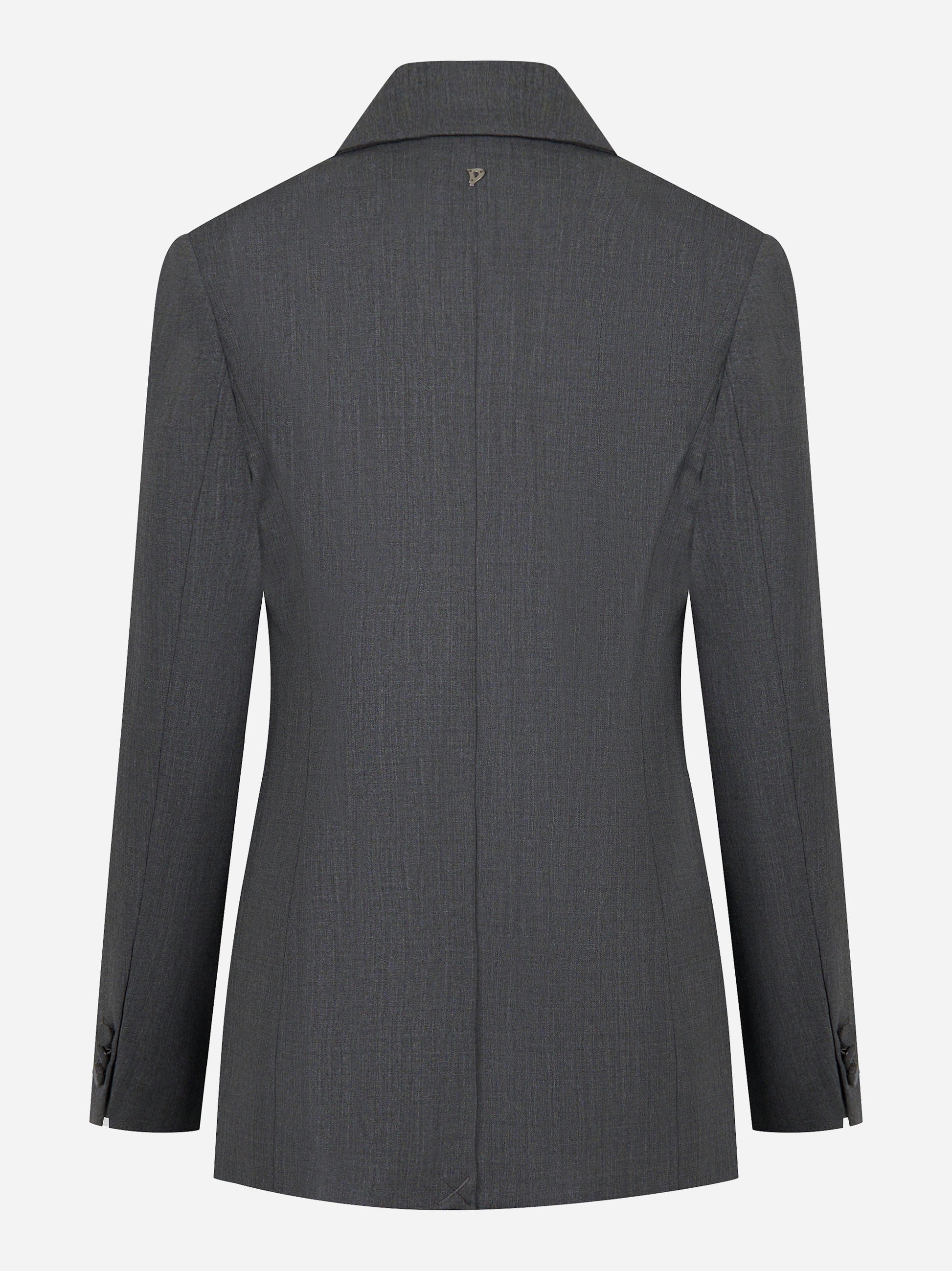 Blazer monopetto grigio regular in gabardina di lana