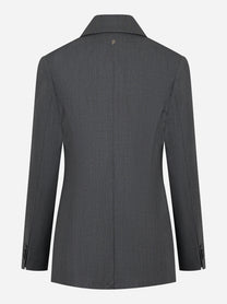 Blazer monopetto grigio regular in gabardina di lana