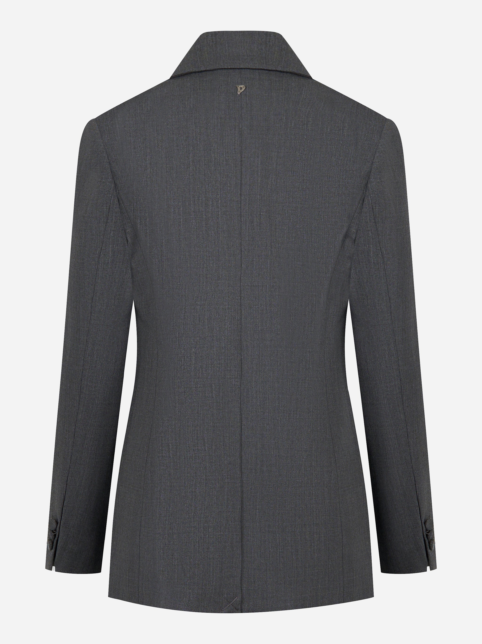 Blazer monopetto grigio regular in gabardina di lana