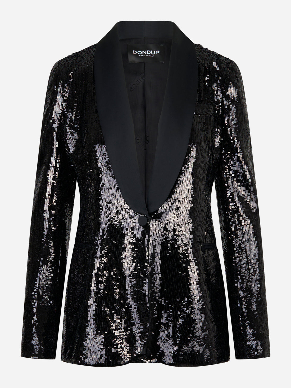 Blazer monopetto nero slim in paillettes