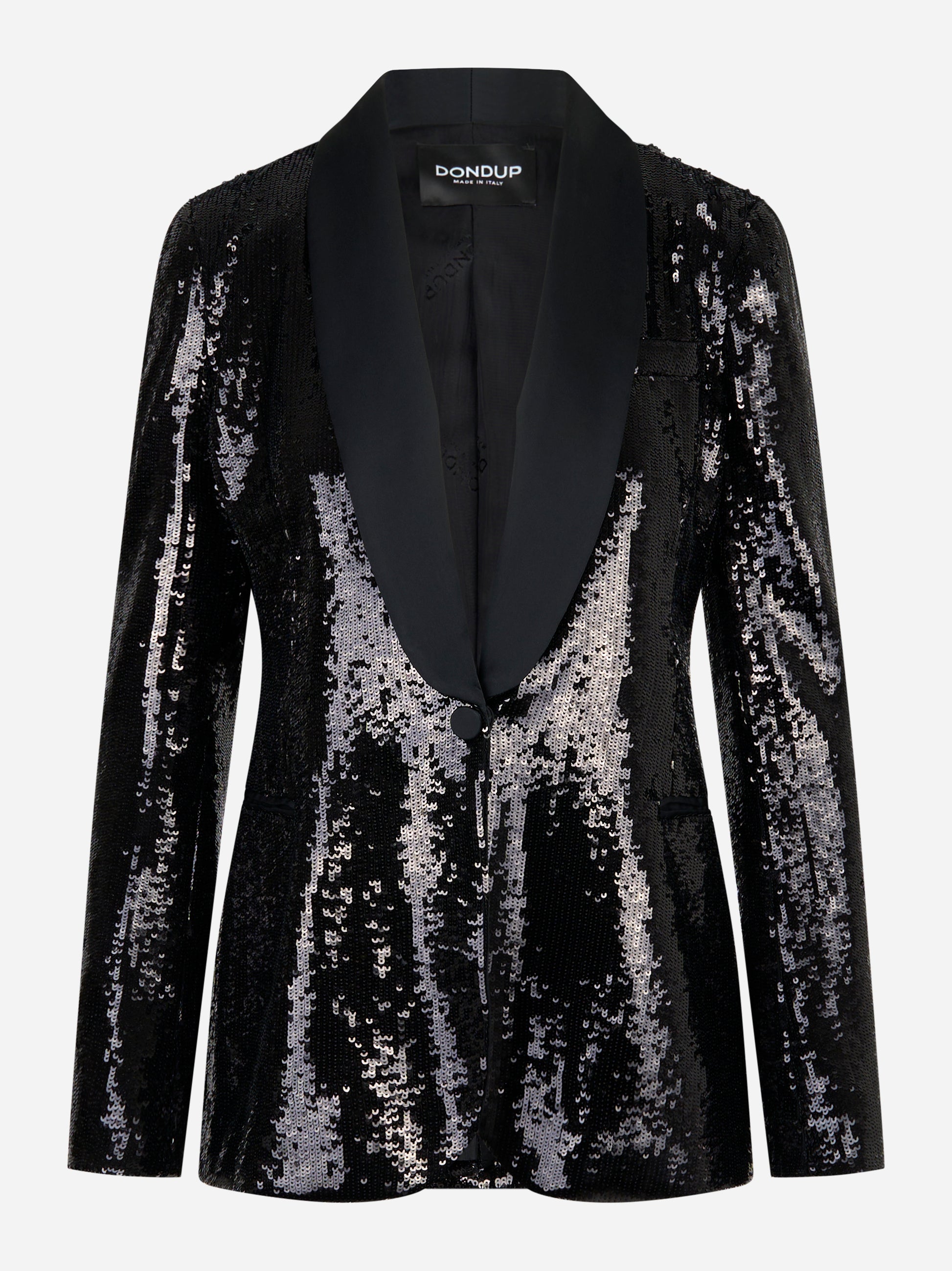 Blazer monopetto nero slim in paillettes