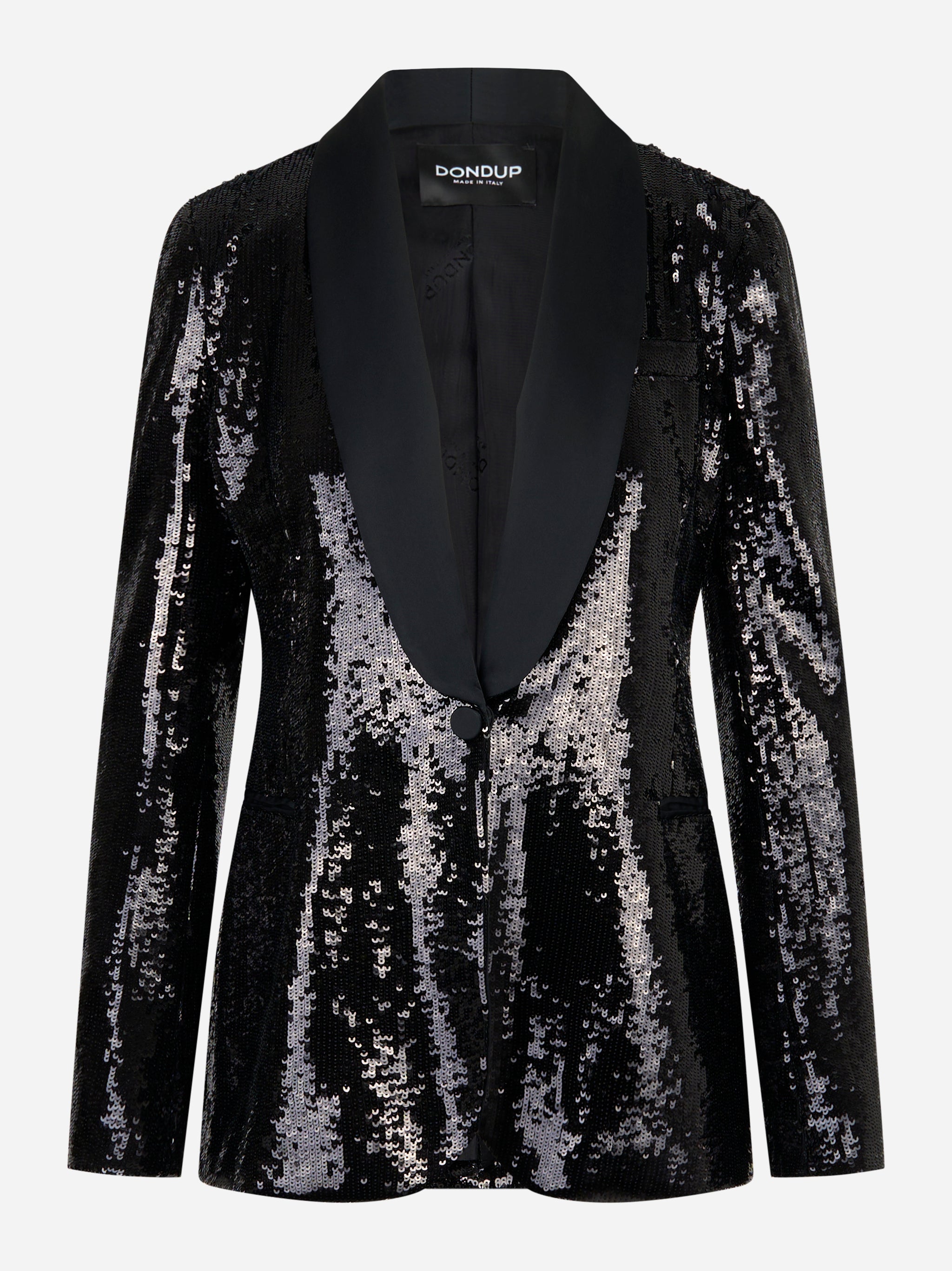 Blazer monopetto nero slim in paillettes