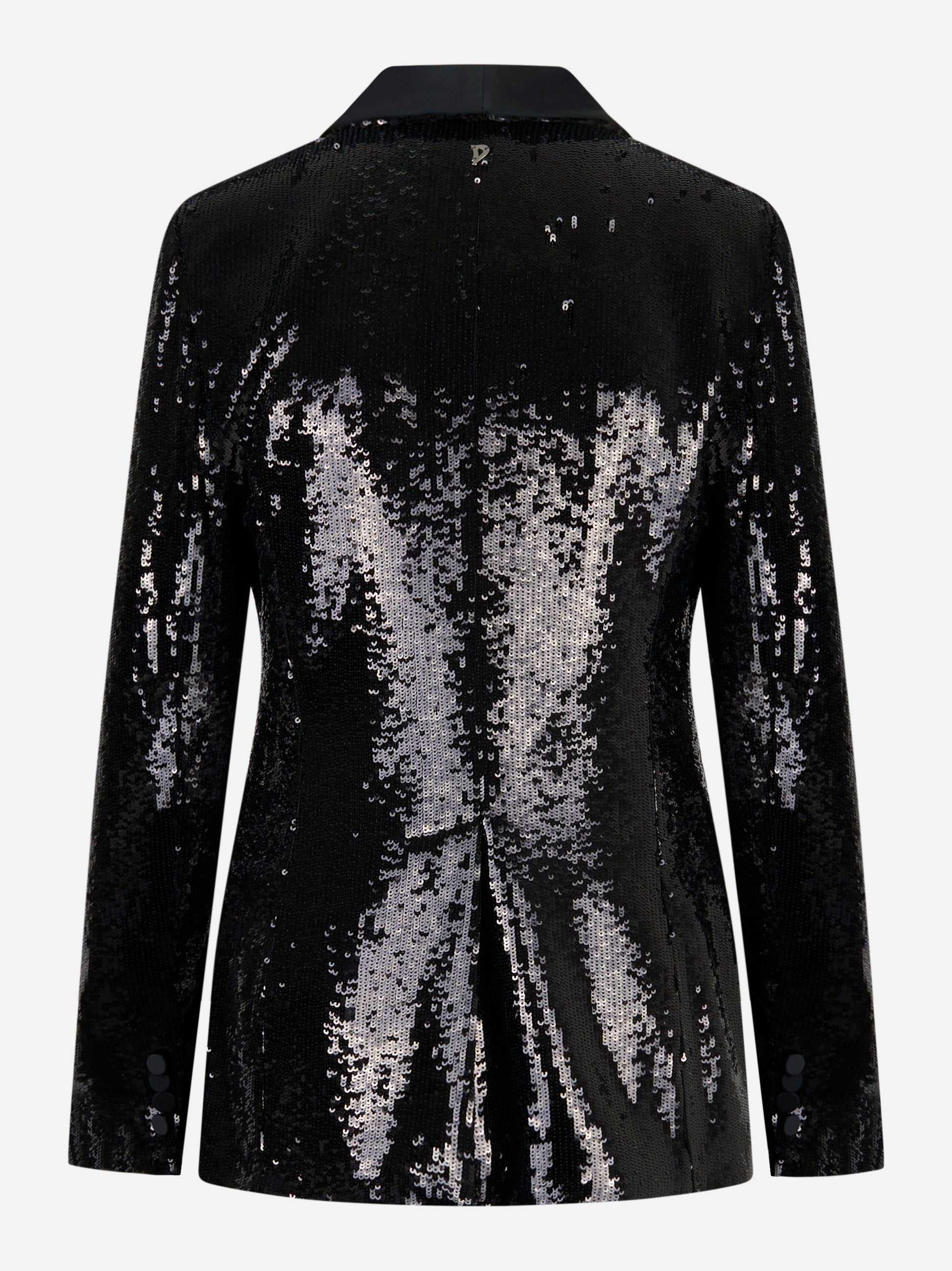 Blazer monopetto nero slim in paillettes