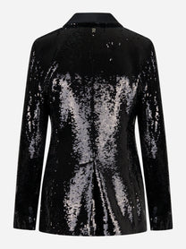 Blazer monopetto nero slim in paillettes