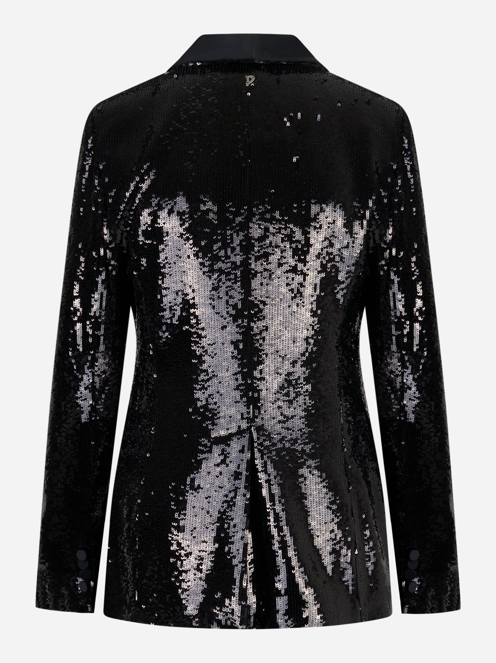 Blazer monopetto nero slim in paillettes