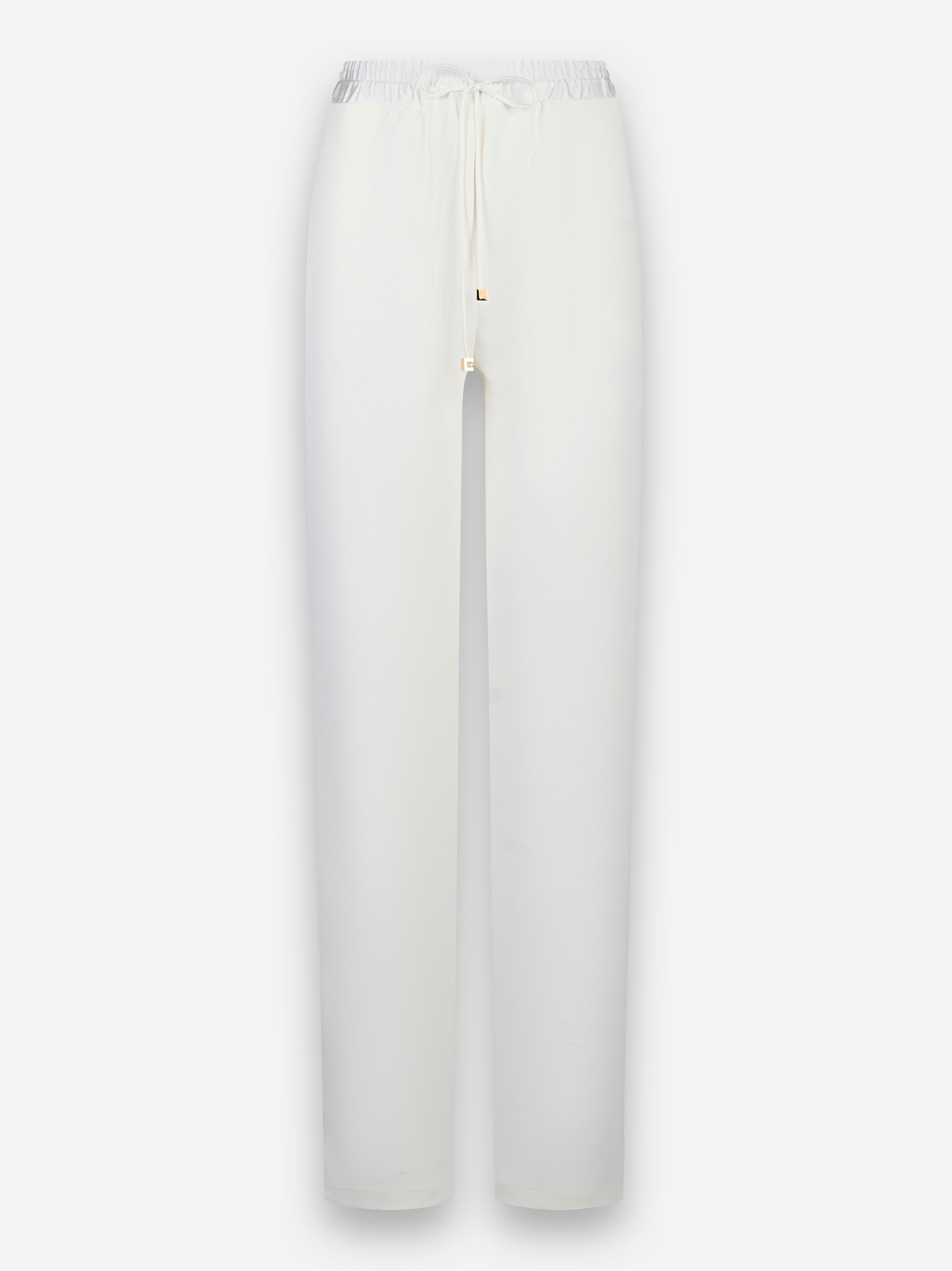 Pantaloni smoking in crepe con bande in raso Bianco