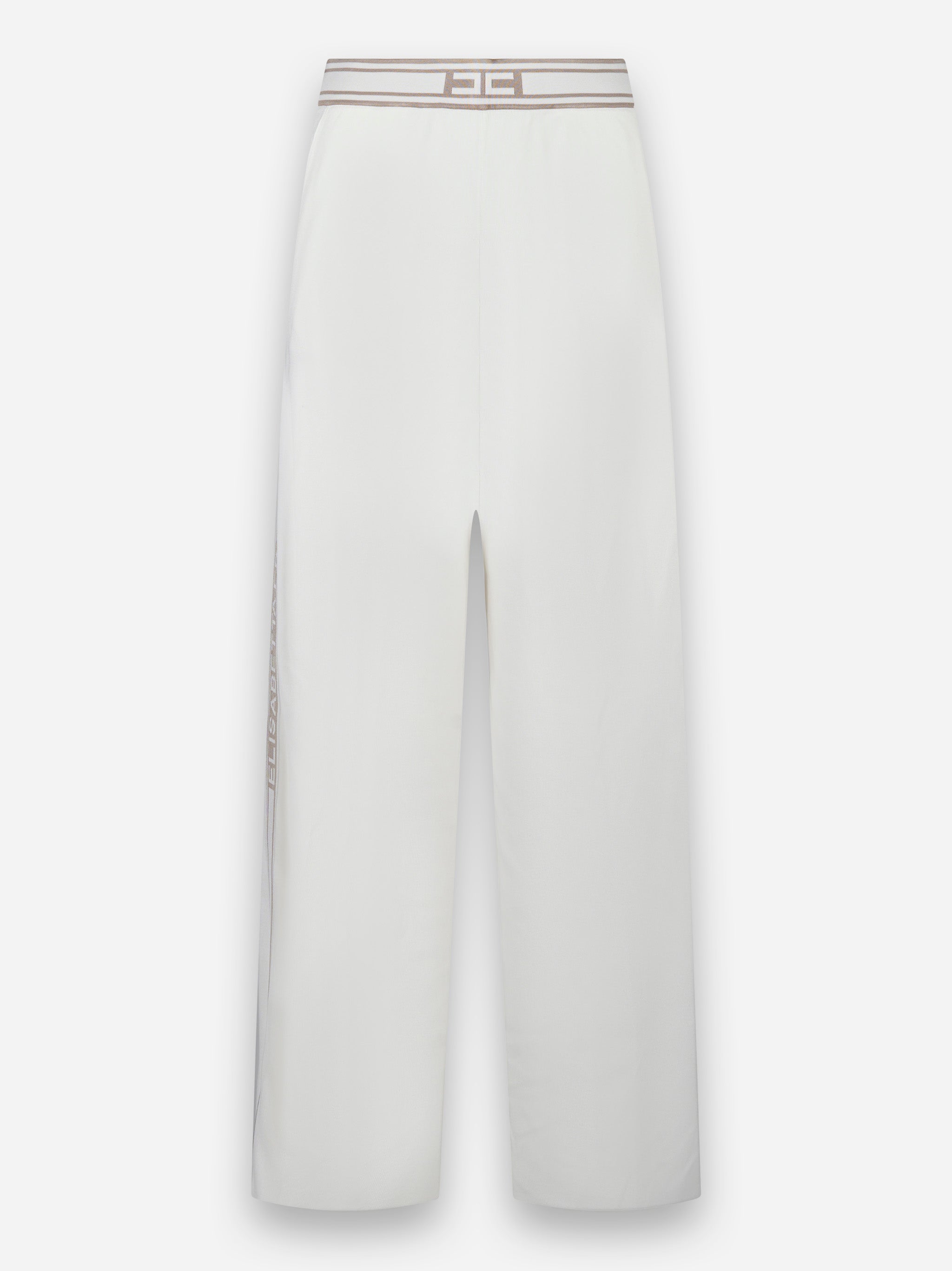 Pantaloni in viscosa con bande a contrasto Bianco